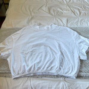 ALO Yoga crop mock neck tshirt WHITE